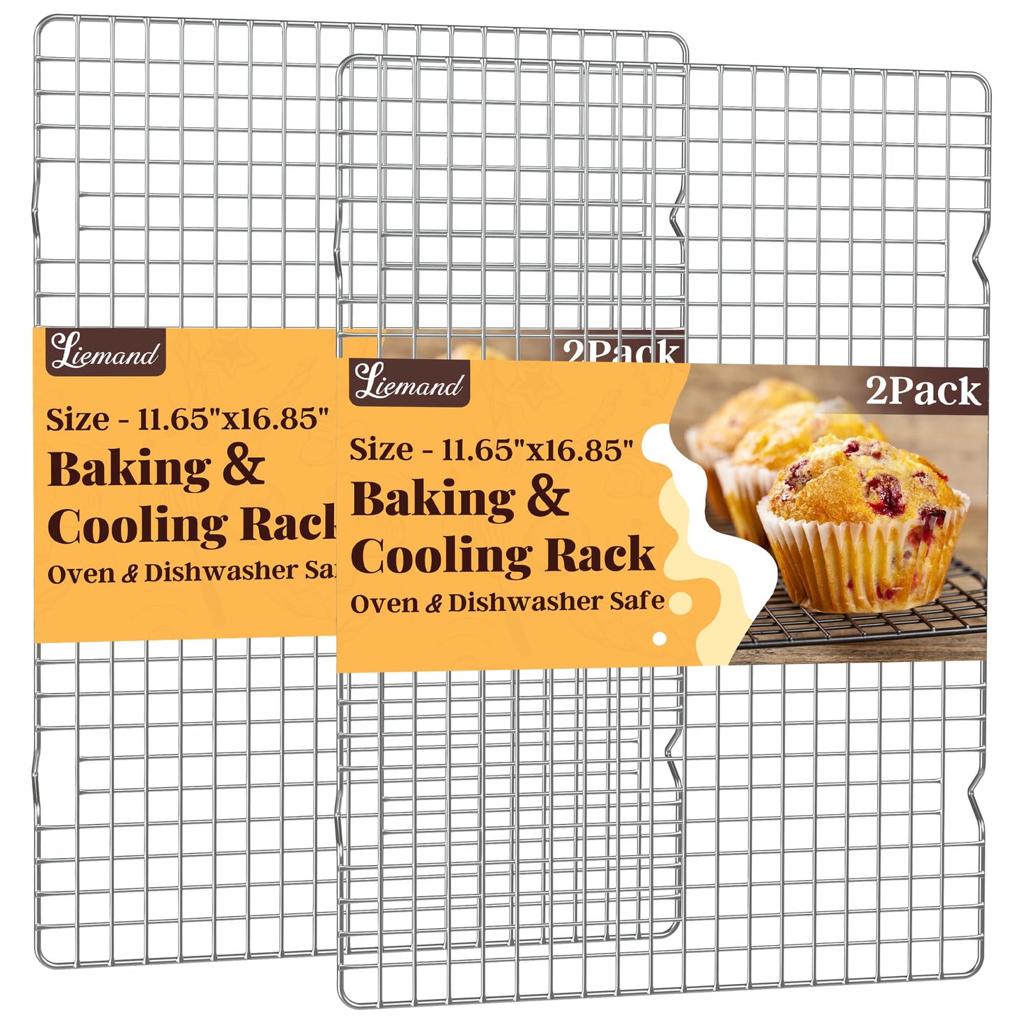Cooling Racks for Cooking and Baking - 2 PCS 10" x 16" Grid Wire Baking Rack for Oven Cooking, Baking, Grilling, Roasting - Dishwasher Safe Bacon Rack - Fits Half Sheet Cookie Pan