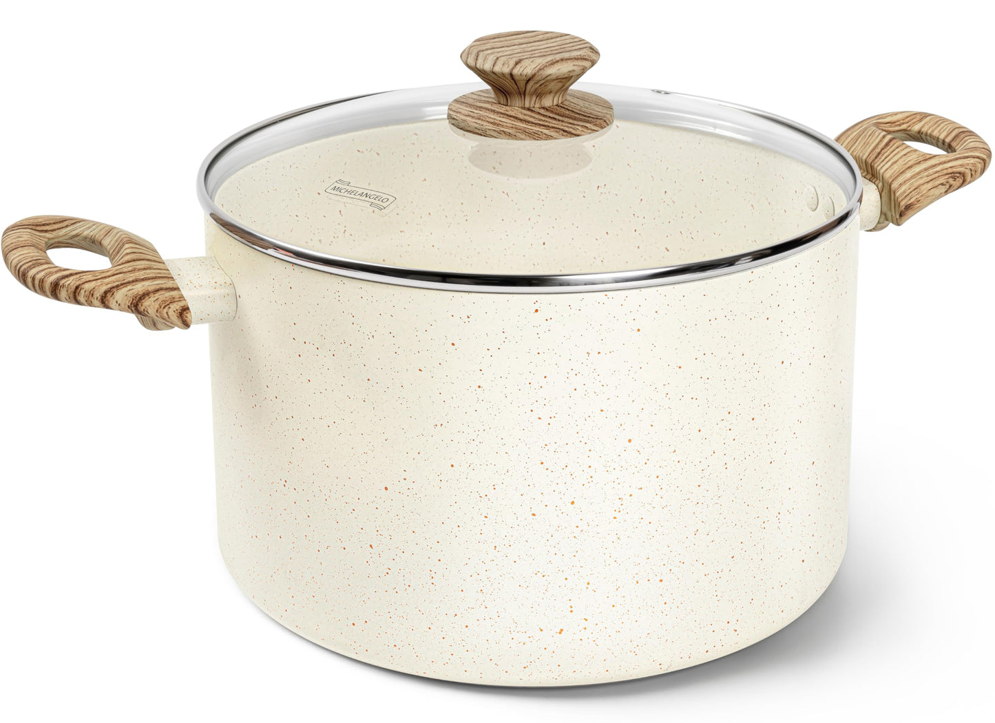 MICHELANGELO Nonstick Cooking Pot - 6 Quart Soup Pot with Lid for Family Meals, Non-Toxic Stockpot with Stay-Cool Handles, Induction Ready, Easy Cleanup, PFOA & PFOS Free