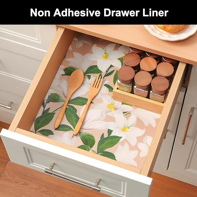 Cooyes Shelf Liner – Premium Non-Adhesive Cabinet & Drawer Liner for Kitchen – Waterproof Shelf Paper with Modern Pattern – Durable EVA Cabinet Mat – Easy to Cut （17.5" W x 197" L）