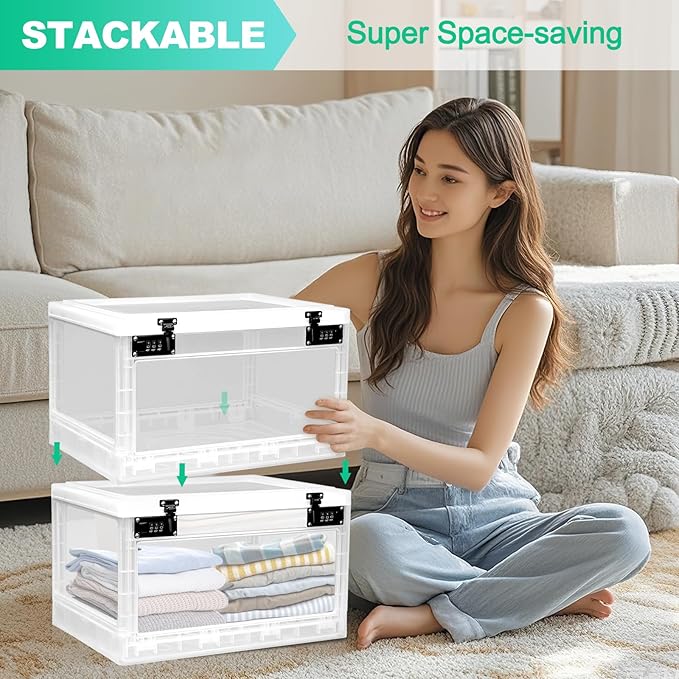 Large Medicine Lock Box with Dual 3-Digit Combination Locks, 24L Lockable Storage Box for Medication, Snacks, Phone, and Electronics - BPA-Free Organizer Bin for Home, Office, Fridge, and Safety