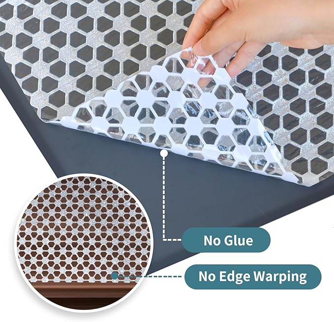 Drawer and Shelf Liner for Kitchen Cabinet: 12 in X 20 Ft Non Slip Waterproof Shelf Paper Non Adhesive Refrigerator Liners Silver Square Easy Liners for Bathroom with Knife Tape Measure