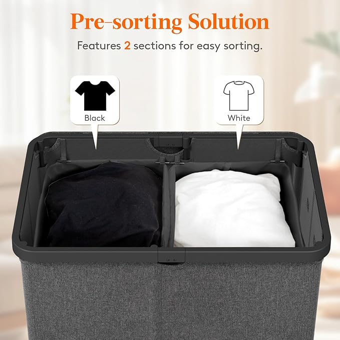 Lifewit 145L Large Laundry Basket with Lid, Laundry Hamper with Plastic Handles and Removable Bag, Foldable Tall Dirty Clothes Hampers for Laundry for Laundry Room, Bedroom, Bathroom, Dorm, Dark Gray