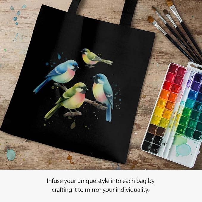 MOLOVA 1-6 Pack Available Premium Canvas Reusable Tote Gift Bags,Made of Natural Canvas with Handle,Work,DIY,Shopping(Black1)