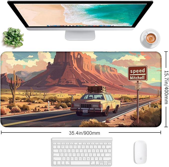 Digital Oil Painting Grassland Road Mouse Pad, Natural Mountain Scenery Game