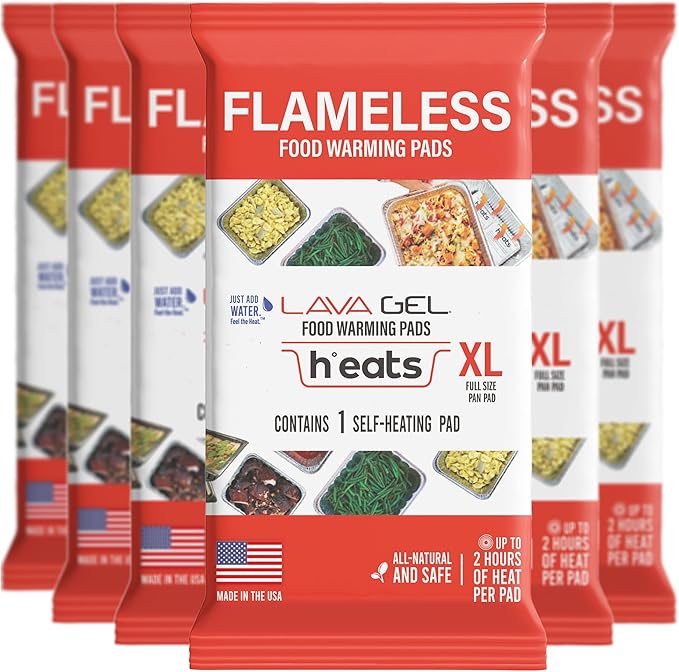 Lava Gel Flame-Free Catering Heat Pads & Buffet Kits – Sustainable Natural Mineral Food Warming Solution for Full & Half Pans (Party Kit/Pack of 12)