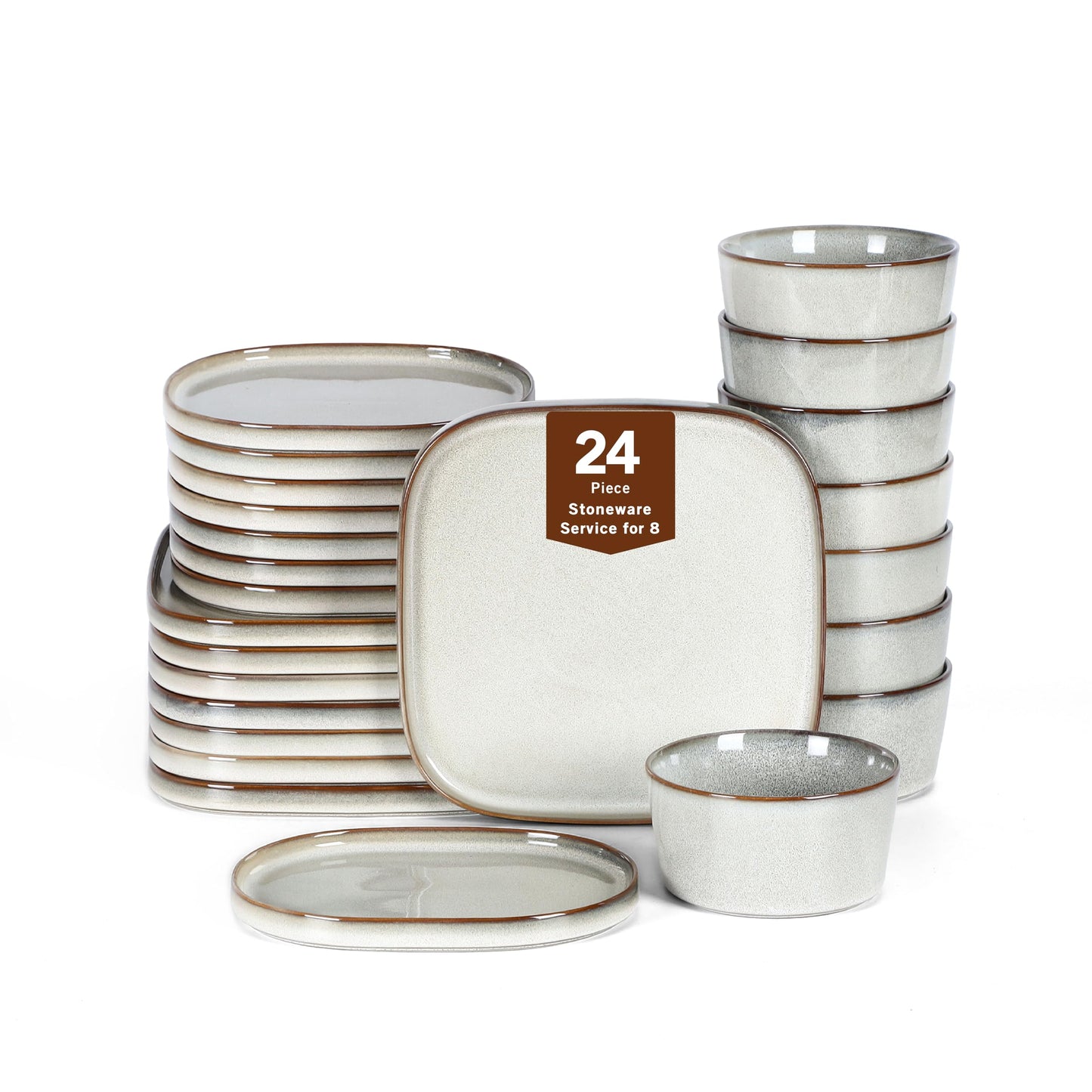 Stone Lain Cairo 24-Piece Dinnerware Set Stoneware, Plates and Bowls Set, Microwave and Dishwasher Safe, Includes Dinner and Salad Plates, Cereal Bowls, Dishes for 8