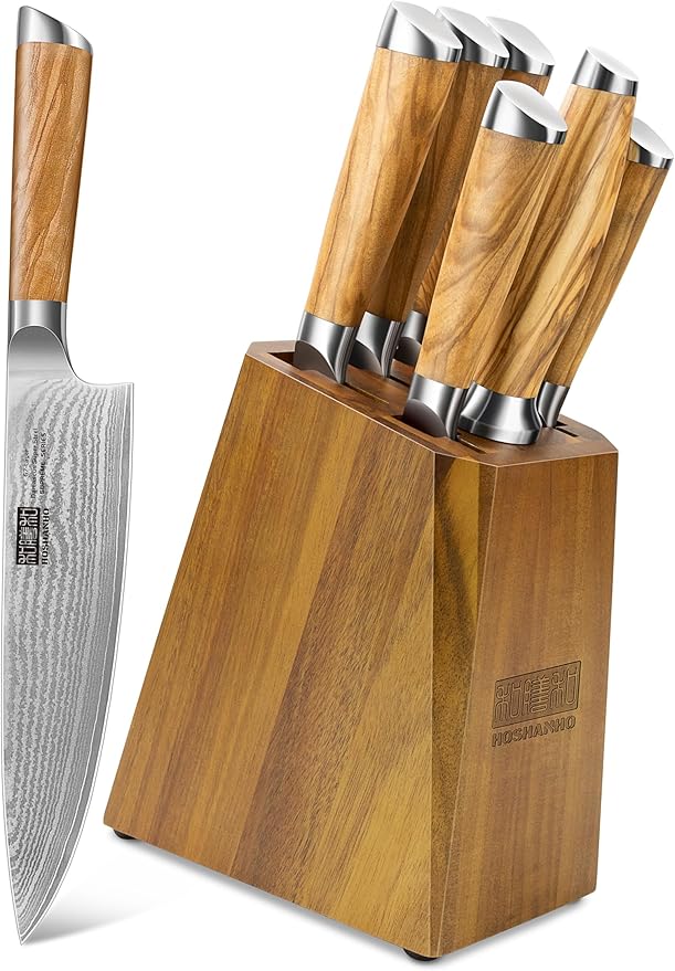 HOSHANHO Damascus Kitchen Knife Set 5PCS, Sharp Chef Knives Ergonomic Grip