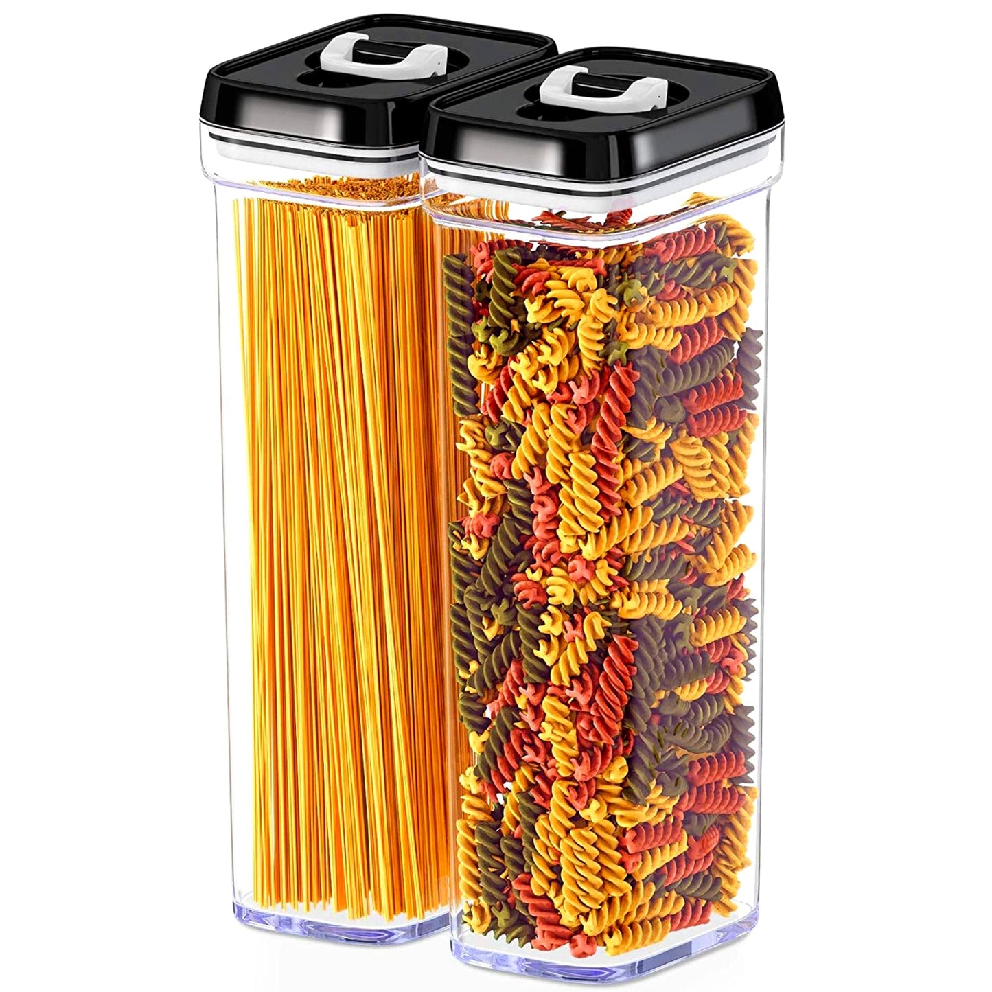 DWËLLZA KITCHEN Airtight Food Storage Containers - Pantry Snacks Kitchen Container, Baking Supplies, 4LB Sugar & Flour Canister - 4 Pc Set All Same Size - Clear Plastic BPA-Free - Keeps Fresh & Dry