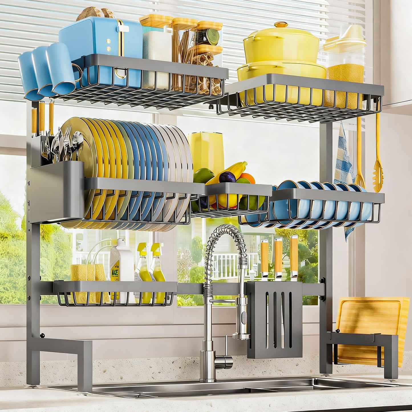 Sakugi Dish Drying Rack Over The Sink, Dish Drainer for Kitchen Counter