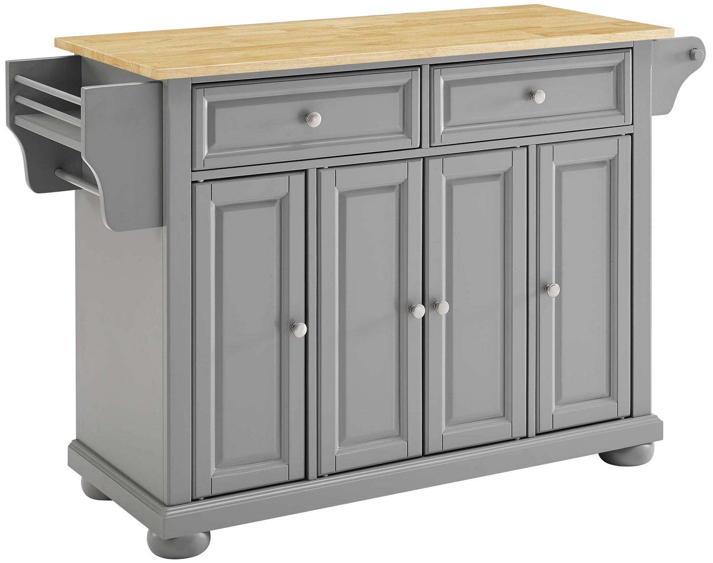 Crosley Furniture Alexandria Wood Top Rolling Kitchen Island Storage Cart, Microwave Stand, Spice Rack, Black