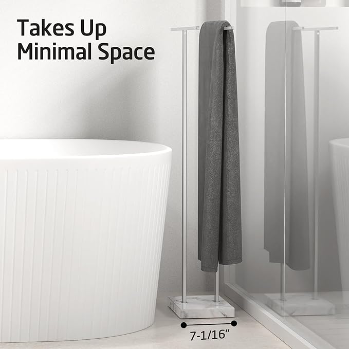 KES Standing Towel Rack Taller Version, 37" H (Equal Height) Bathroom Towel Rack Stand with Marble Base, Free Standing Towel Holder Stand, SUS304 Stainless Steel Brushed Finish, BTH229-2