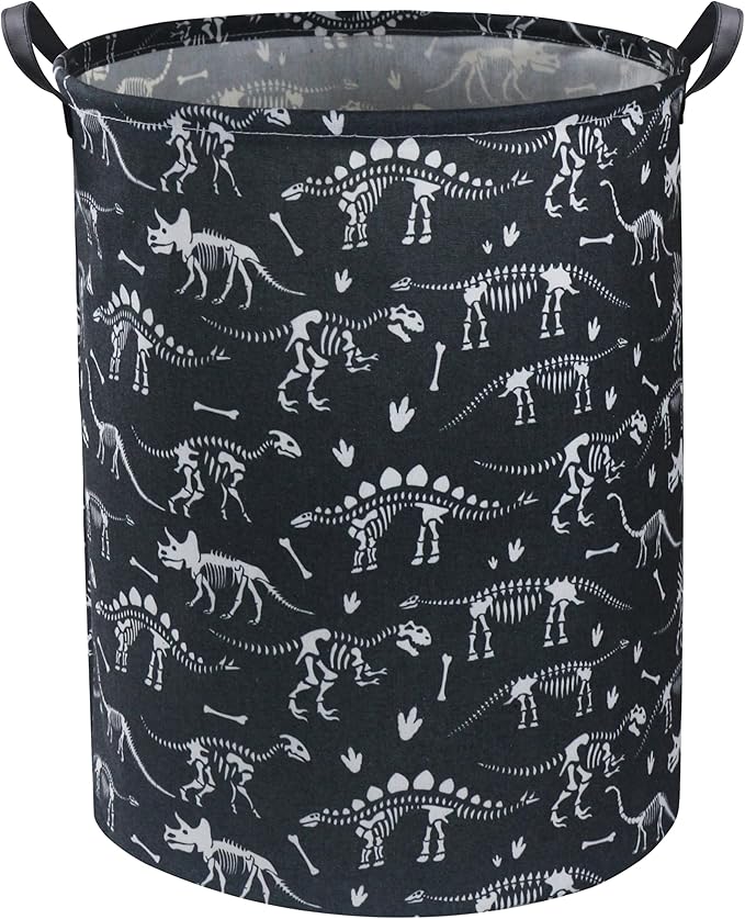 HIYAGON Dinosaur Kids Laundry Basket Kids Laundry Hamper Baby Nursery Hamper for Boys and Girls Cute Toy Storage Organizer Bins Blue Dinosaur Room Decor Gift Basket Bedroom(Black Dinosaur)