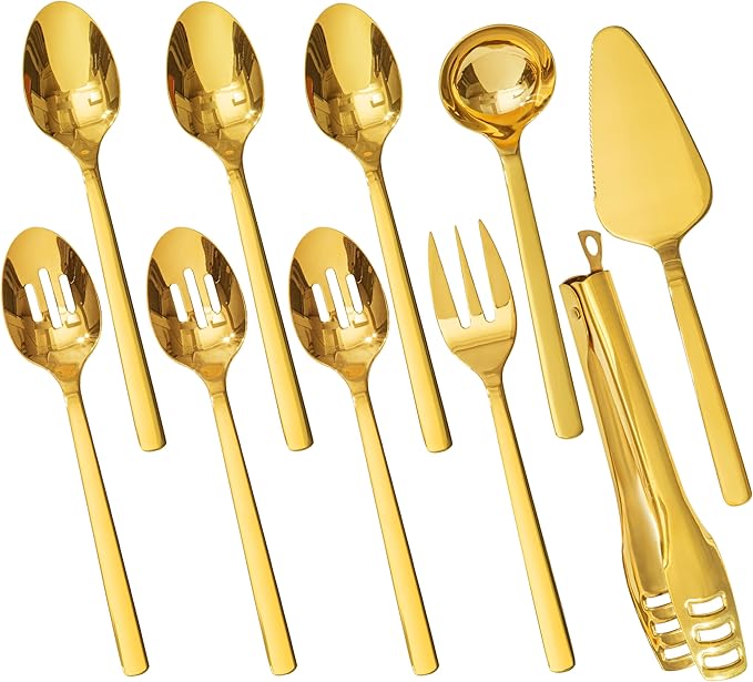 KINGSTONE 12 piece Large Hostess Serving Utensils Set,18/10 Stainless Steel