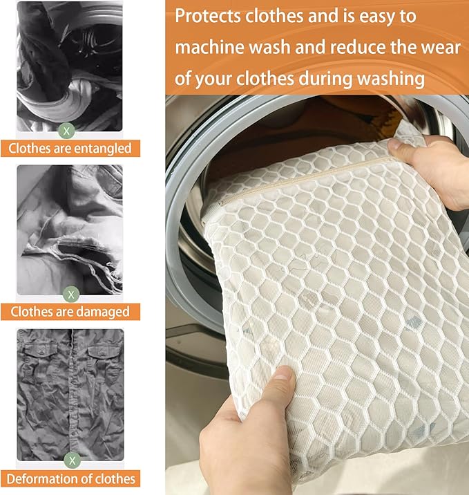 3 Pack Laundry Bag, Durable Big Honeycomb Mesh Laundry Bags Suitable for Delicate Clothes Washing 19.6 x 15.7 Inches (3 Large)