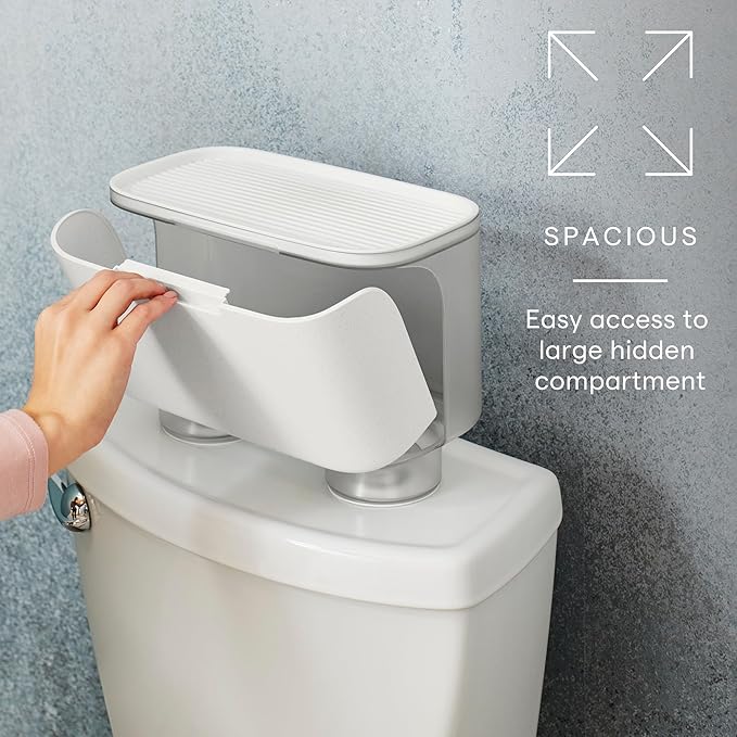 YouCopia Hideaway Toilet Cabinet, Over The Toilet Bathroom Organizer for Paper Rolls, Wipes and Accessories