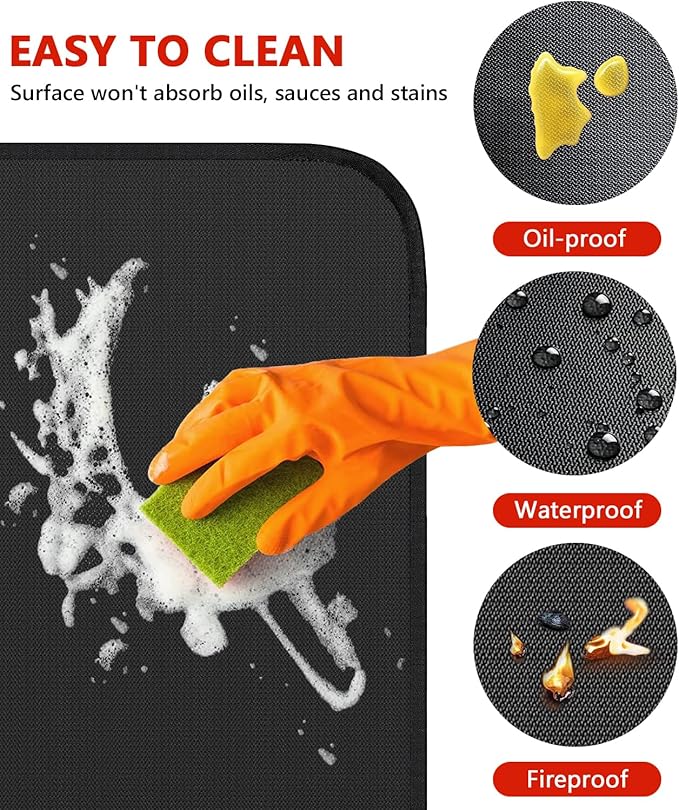 Protebox 48 x 30 inch Under Grill Mats for Outdoor Grill, Double-Sided Fireproof Deck and Patio Protector Mat, BBQ Mat for Under BBQ, Waterproof Oil-Proof Grill Floor Pads Fire Pit Mat Fireplace Mat