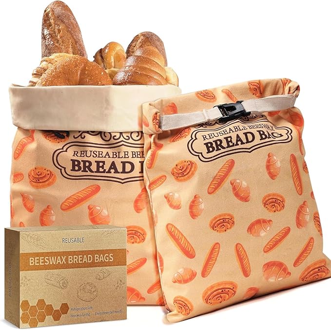 1 Pack Beeswax Bread Bags for Sourdough Homemade Bread, XL Cotton Lining Sourdough Reusable Natural Beeswax Bread Storage Bag, Keep Fresh and Upgraded Large Capacity Portable