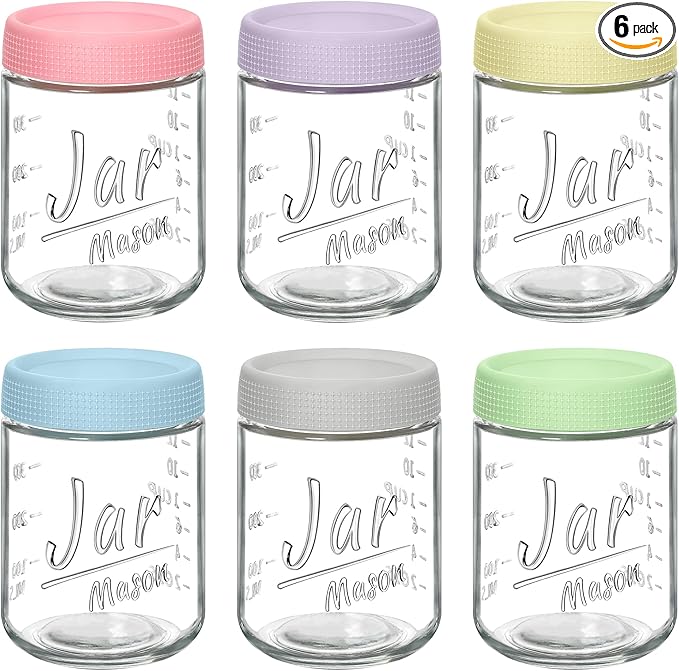 Xyptorix 4 Pack 16 oz Overnight Oats Containers with Lids, Glass Mason Jars