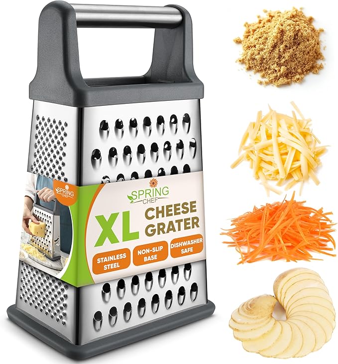 Spring Chef Stainless Steel XL Cheese Grater for Kitchen, Sapphire