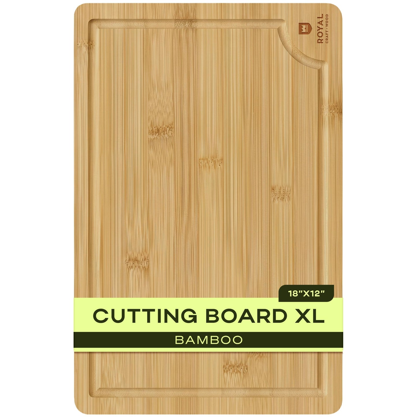 ROYAL CRAFT WOOD Wooden Cutting Boards for Kitchen Meal Prep & Serving - Bamboo Wood Serving Board Set with Deep Juice Groove Side Handles - Charcuterie & Chopping Butcher Block for Meat
