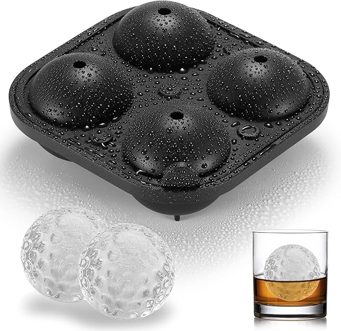 ACOOKEE Golf Ice Cube Trays, 2.5" Large Sphere Round Golf Ice Cube Mold for Cocktails, Whiskey, Bourbon Chilling, Fun Shapes Silicone Big Circle Ice Cube Trays w/Funnel