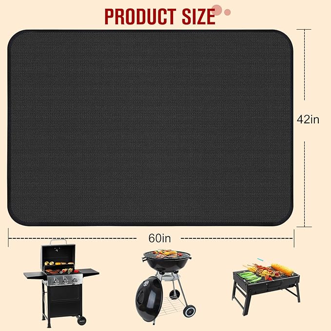 Himake 60×42 Inch Grill Mats for Outdoor Grill, Hearth Rugs for Fireplaces Fireproof, Gas and BBQ Grill Oil-Proof Water-Proof Protector for Decks, Patios，Grassand Indoor Grill