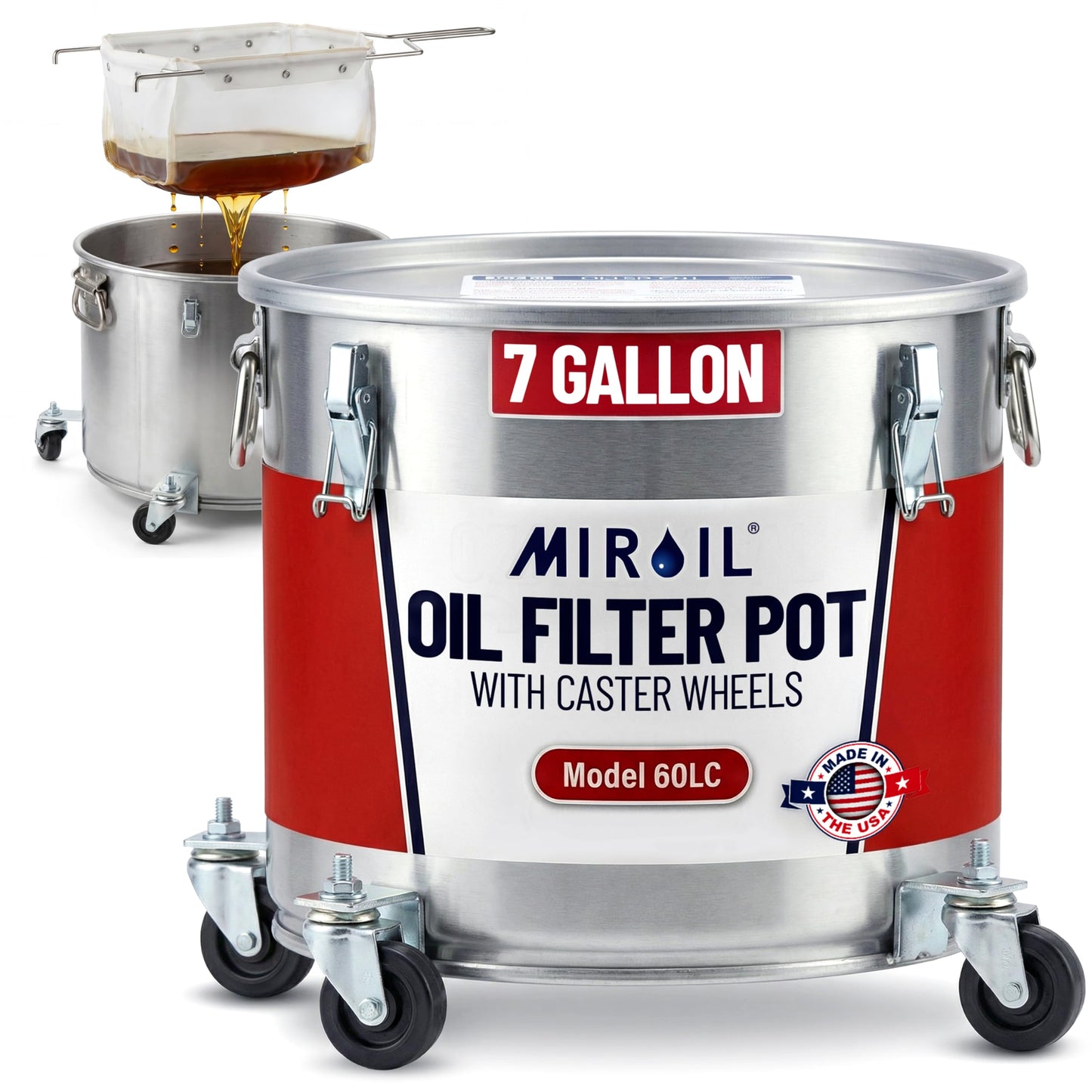 MirOil 6 Gallon Blue Oil Grease Bucket & Filter Pot