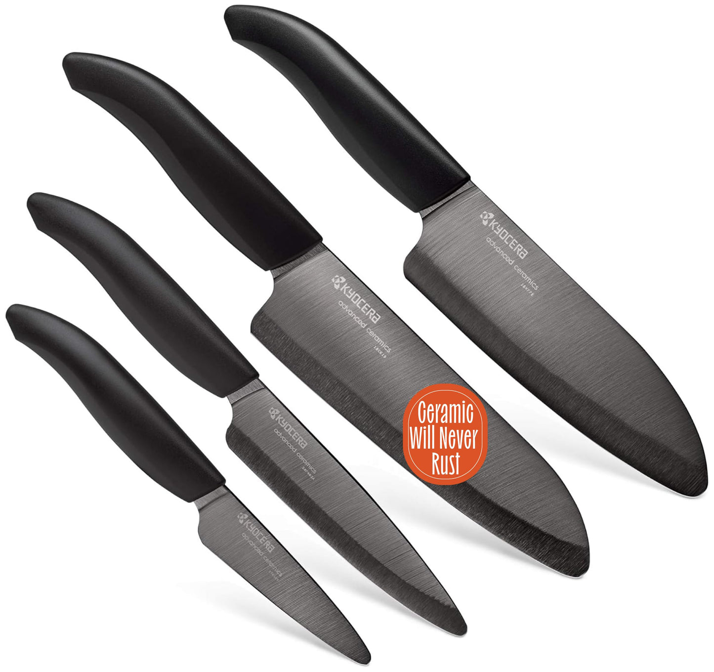 KYOCERA Revolution 4-Pc Ceramic Knife Set: Chef’s, Santoku, Utility&Paring