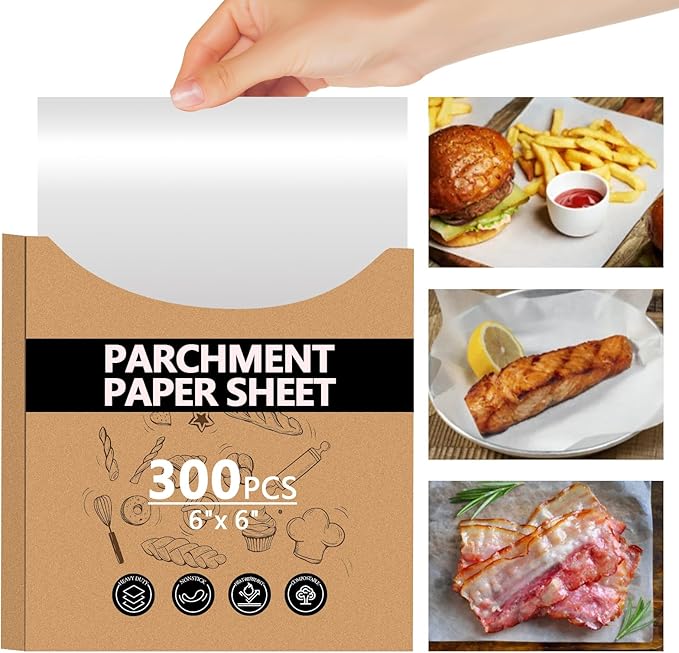200PCS Thickened Parchment Paper Sheets, 9×13 In Heavy Duty Non-Toxic & Unbleached Parchment Baking Paper for Oven Cooking, Pastry Baking, BBQ Grilling, Catering, Kitchen Daily Use (White)