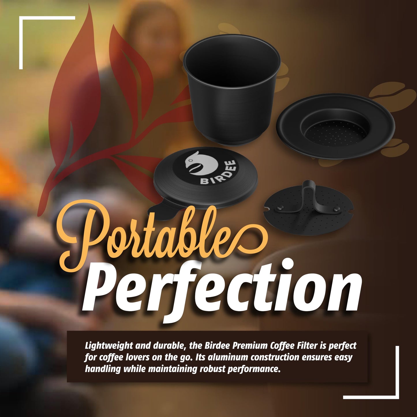Birdee Phin Coffee Filter Set – Pack of 2, 6 oz Aluminum Black Vietnamese Coffee Maker