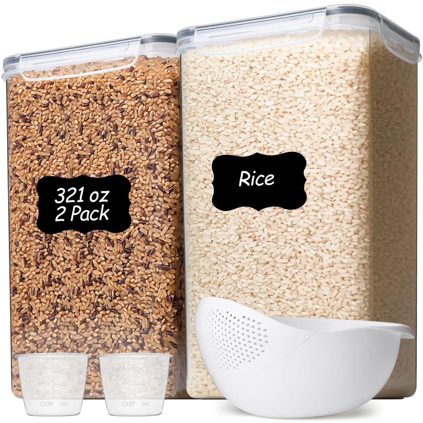 ComSaf Airtight Brown Sugar Containers with Terra Cotta Saver 2.6Qt 2Pack