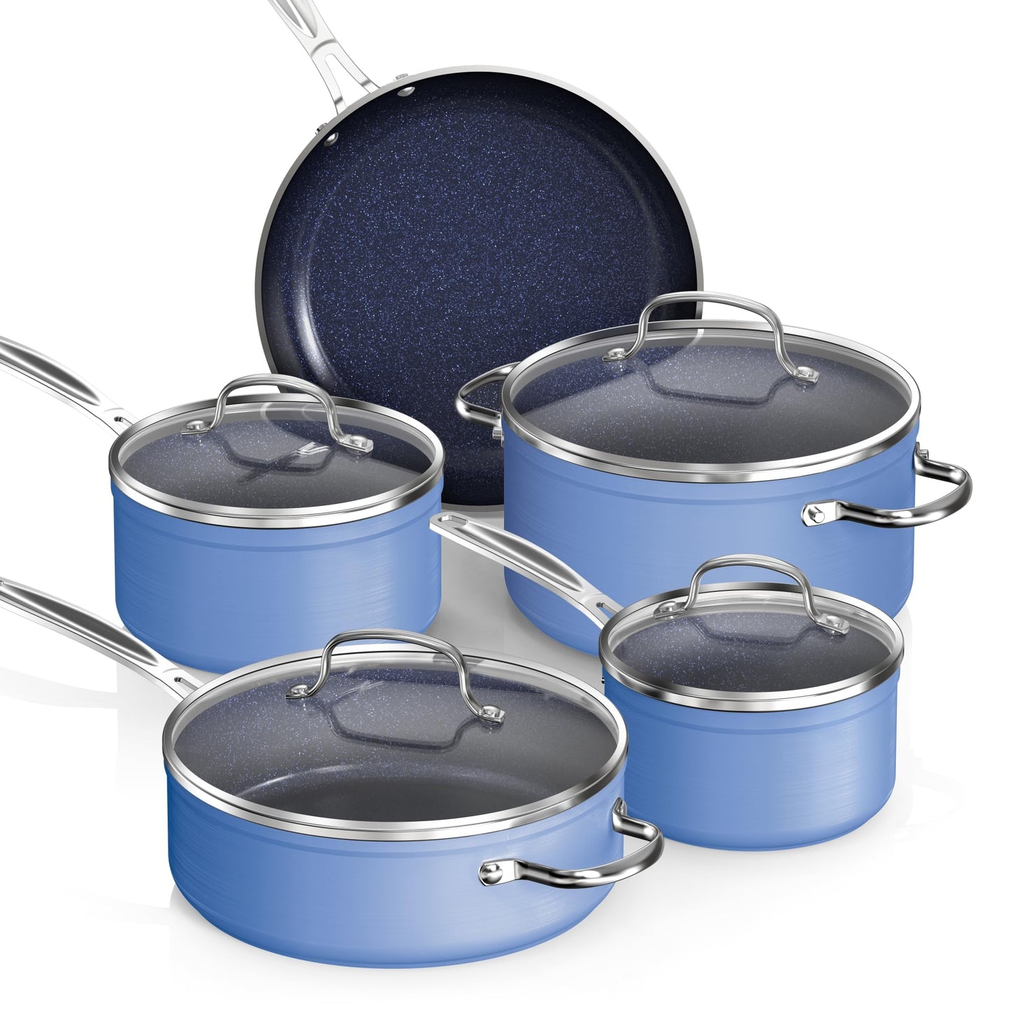 Nuwave Healthy Duralon Blue Ceramic Nonstick Coated 9pc Cookware Set