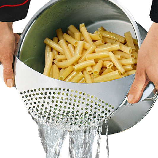 Best Utensils Pan Pot Spaghetti Strainer Premium Stainless Steel Pasta Kitchen Strainer Vegetables Colander & Drainer - Fits All Pots Up To 10 Inches