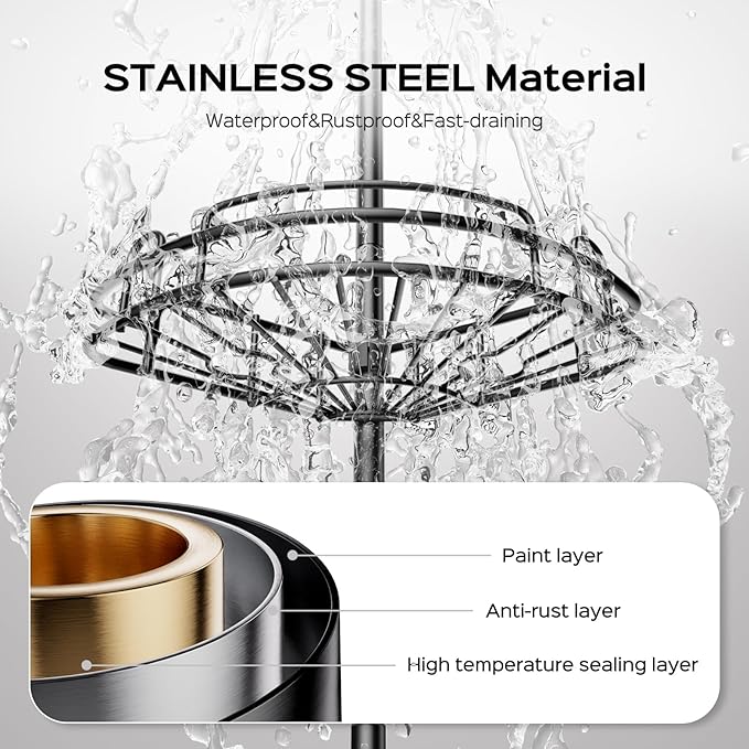 HAMITOR Shower Caddy Tension Pole: 4-Tier Rustproof Bathroom Corner Shelf Organizer for Renters - No Drill Large Shampoo Storage Rack - Adjustable 47-121 Inch - Space Saving Bathtub Accessory - Black