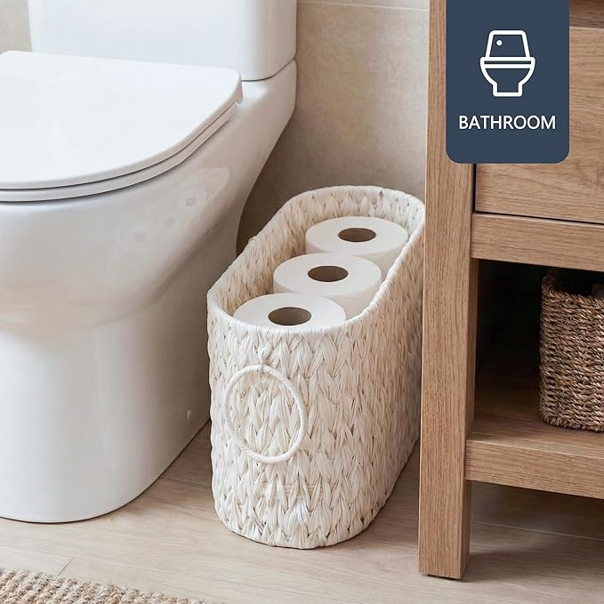Toilet Paper Basket,Boho Decorative Toilet Paper Storage,Large Wicker Basket for Bathroom Storage,Free Standing
