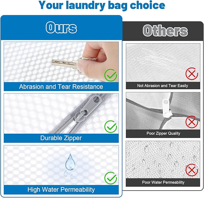 4 PCS Durable Honeycomb Mesh Laundry Bags for Delicates with Zipper, 12 x 16 Inches Reusable Laundry Bag Mesh Wash Bags for Washing Machine for Clothes, Shoes, Socks, Underwear, Bra (M, White)