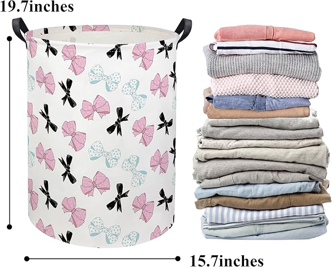 HIYAGON Butterfly Baby Laundry Basket Baby Hamper for Nursery Girl Kids Butterfly Hamper Cute Kids Toys Storage Bin Organizer Butterfly Room Decor for Home(Bowknot)