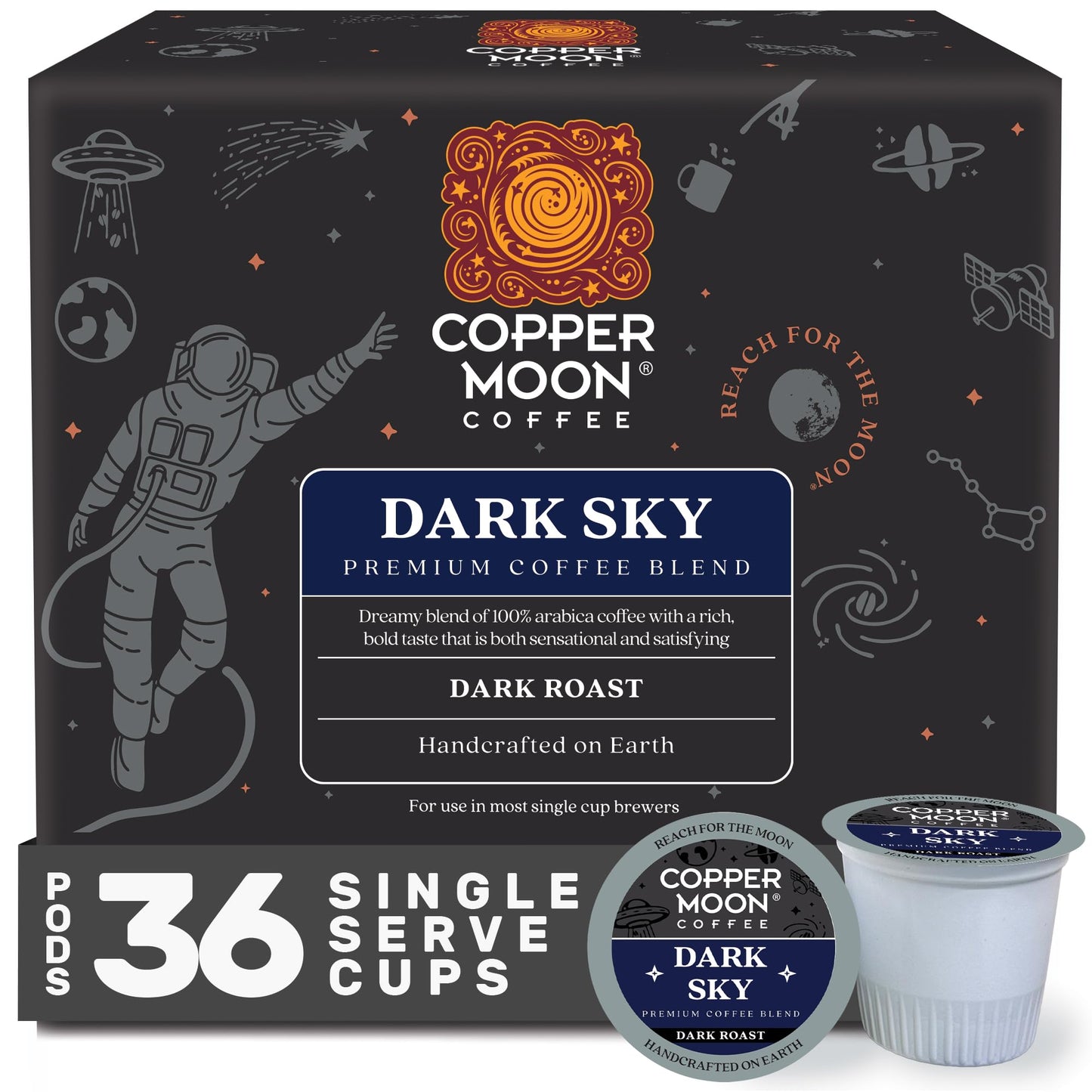 Copper Moon K-Cup Coffee Pods, Dark Roast, Sumatra Blend, 80 Count