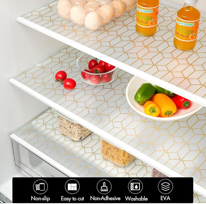 Cooyes Shelf and Drawer Liners for Kitchen Cabinets, Non Adhesive Cabinet Liner, EVA Waterproof Durable Non-Slip Drawer Mats for Shelves, Fridge, Storage, Kitchen Cupboards – Modern Pattern
