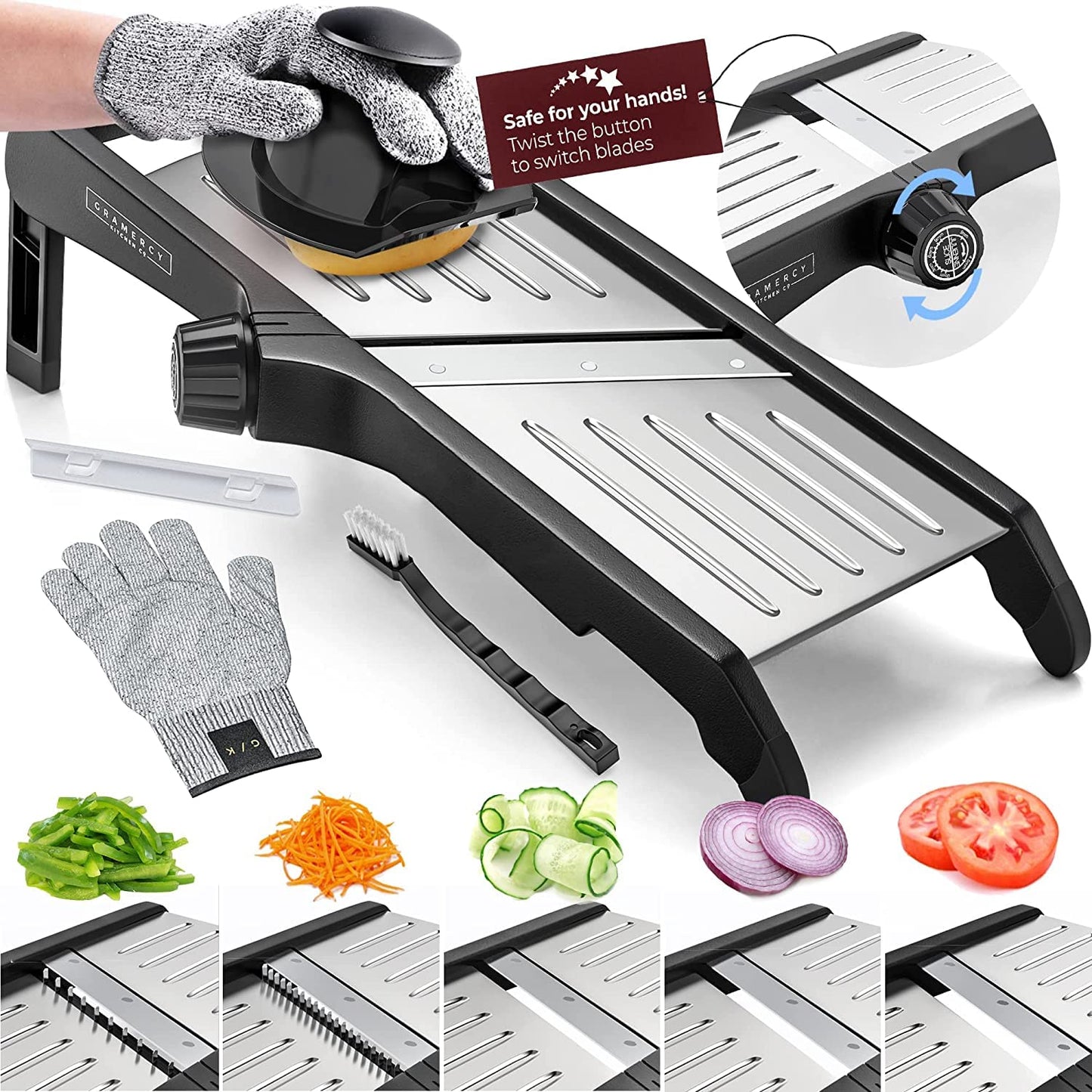 Gramercy Adjustable Mandoline Waffle Slicer for Kitchen, 24 Slice Settings