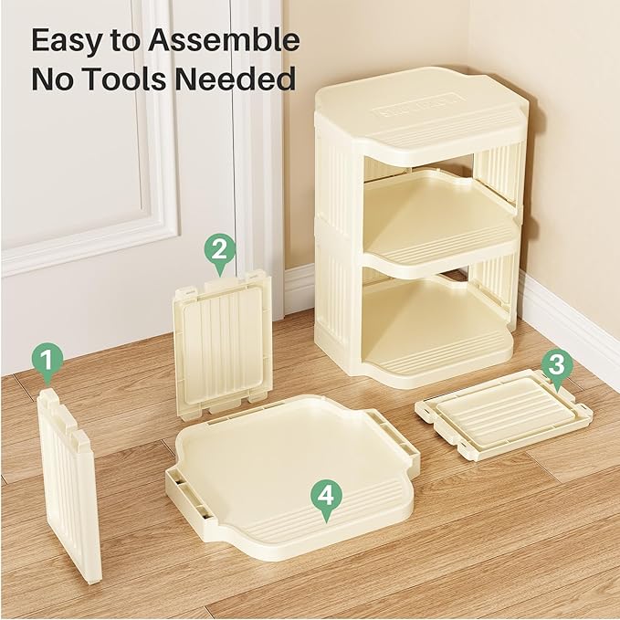 Kitstorack 10 Tiers Stackable Shoe Rack for Closet and Front Door Entrance - Free Standing Plastic Stand, Narrow Tall Vertical Organizer for Small Spaces Storage, White