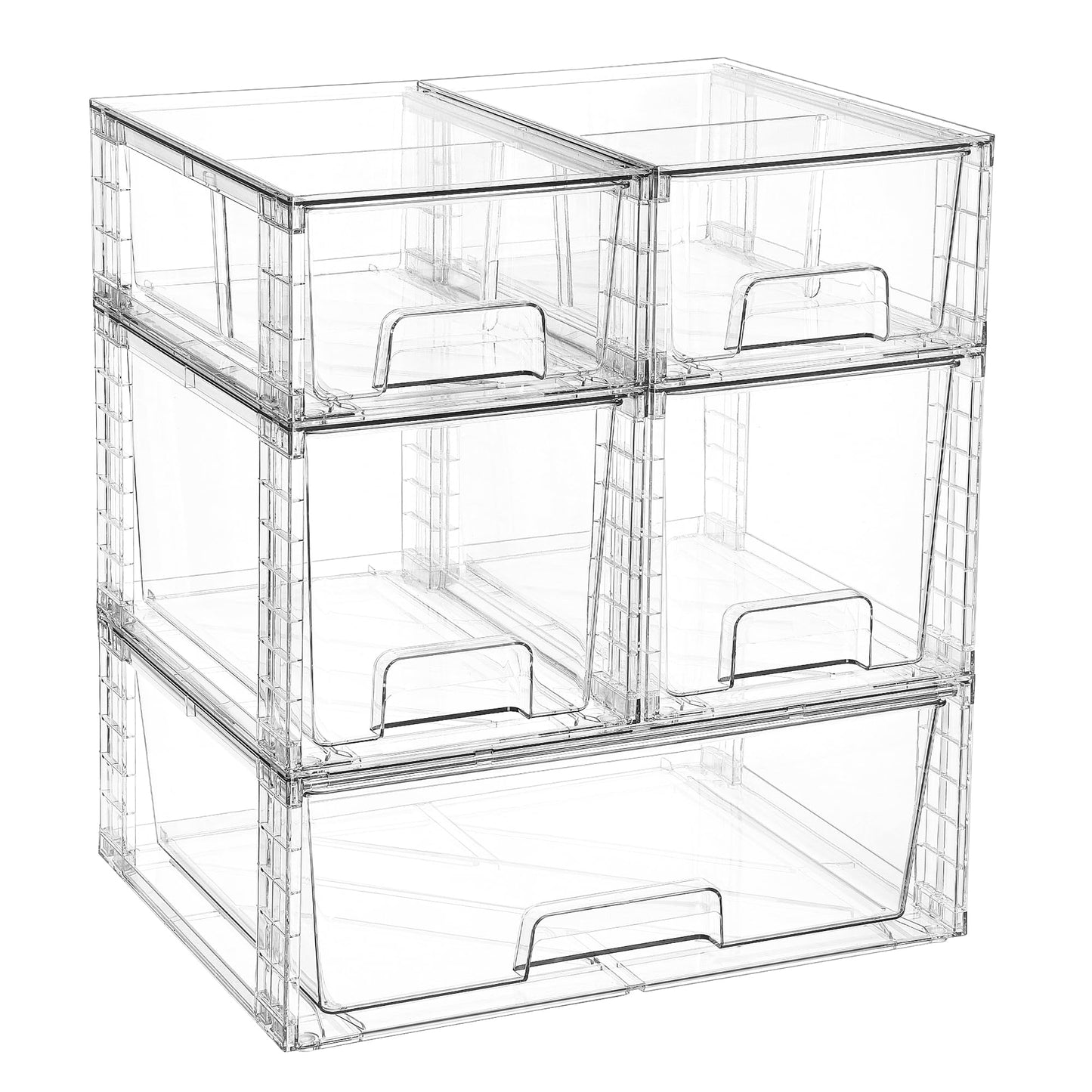Vtopmart Clear Stackable Storage Drawers, 4 Pack Kitchen Cabinet Set