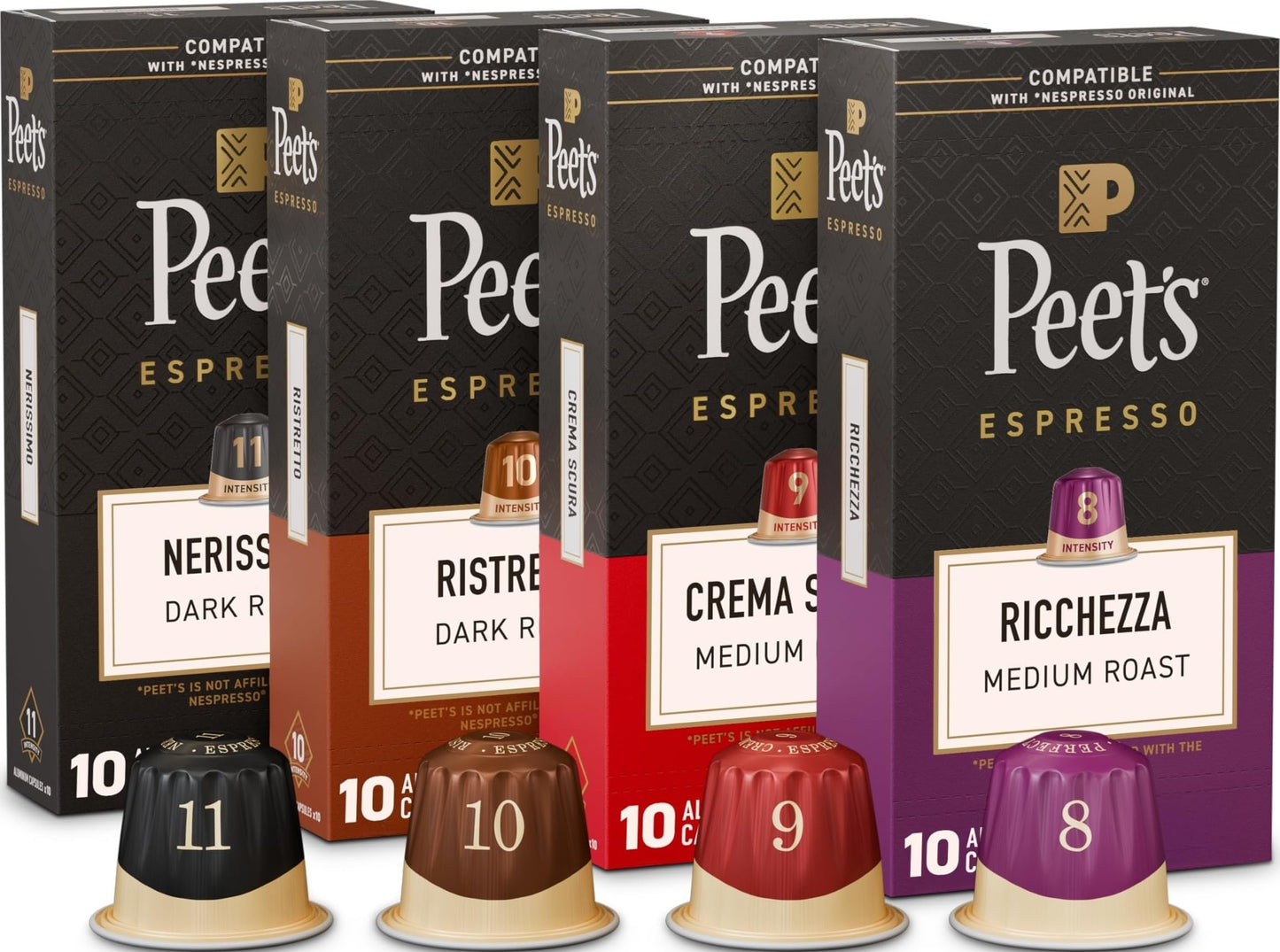 Peet's Coffee Espresso Capsules, Classic Variety Pack, 40 Count