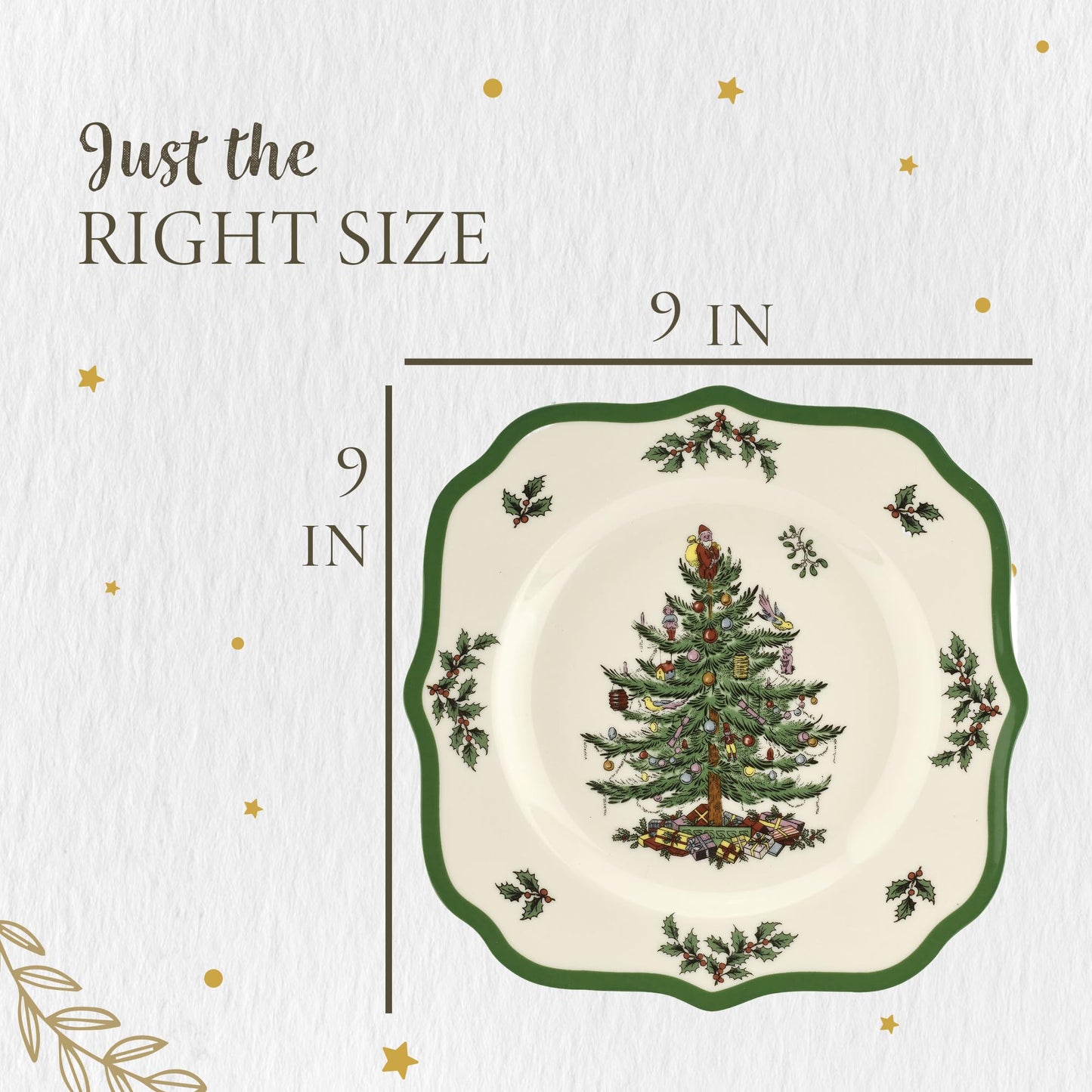 Spode Christmas Tree Scalloped Salad Plates - Set of 4