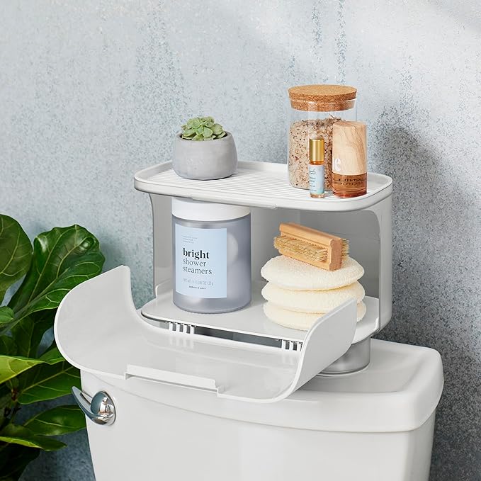 YouCopia Hideaway Toilet Cabinet, Over The Toilet Bathroom Organizer for Paper Rolls, Wipes and Accessories