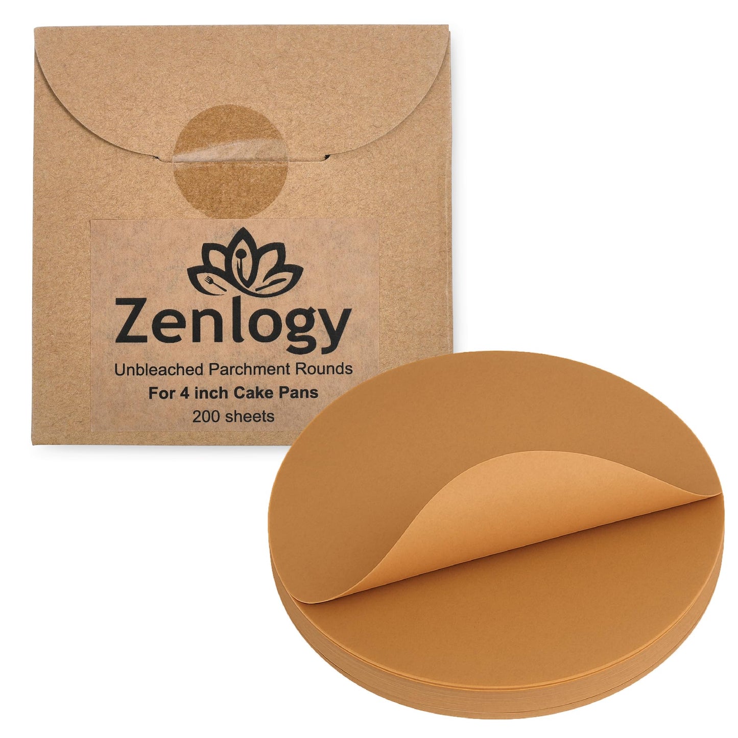 Zenlogy 12-Inch Parchment Paper Rounds, 100 Sheets, Unbleached, Pre-Cut