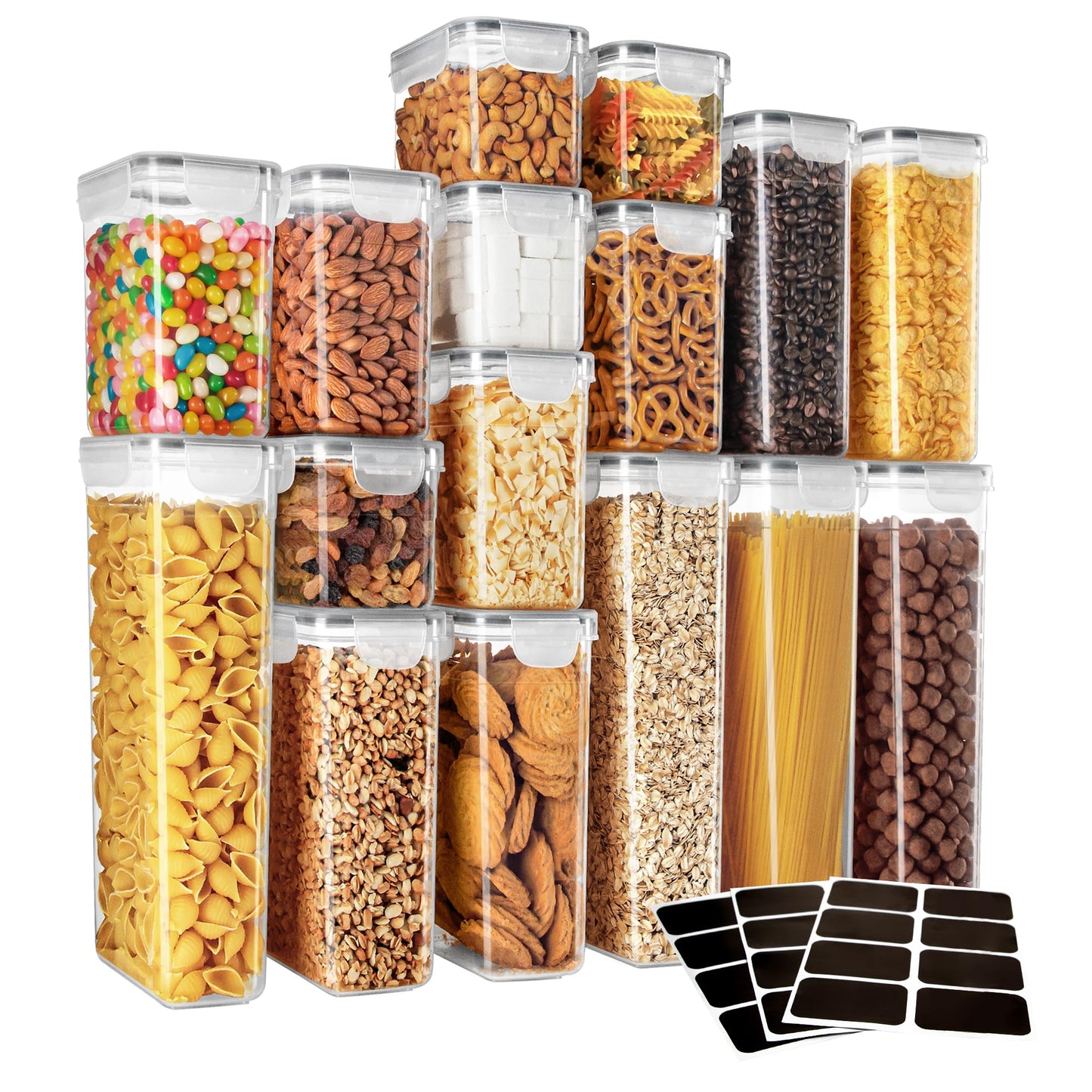 MR.SIGA 12 Pack Airtight Food Storage Container Set for Pantry Organization