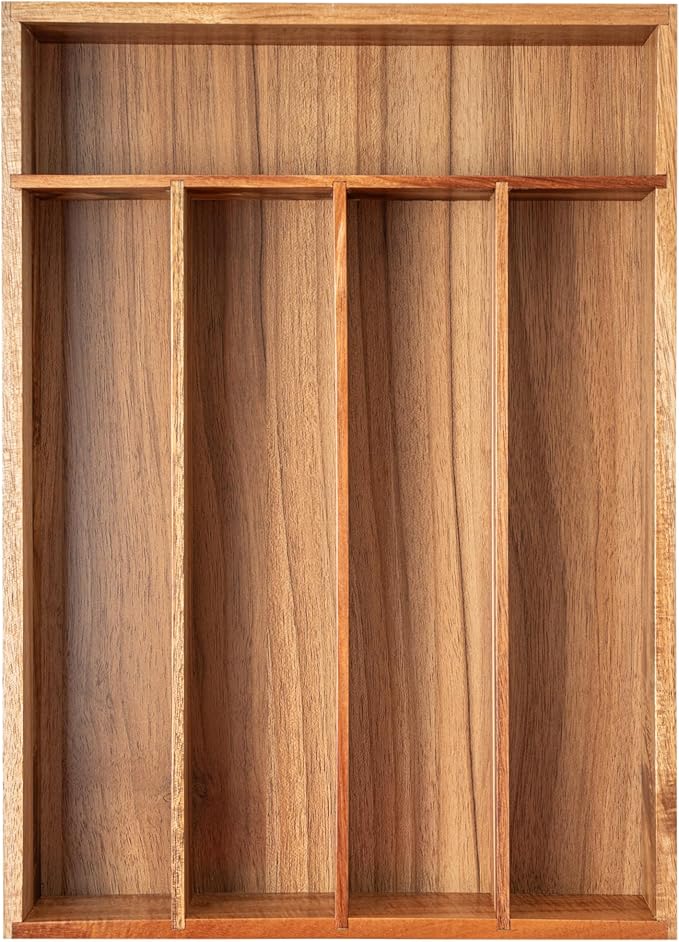 Besilord Silverware Organizer Kitchen Drawer Organizer Utensil Organizer Bamboo Silverware Holder Cutlery Organizer in Drawer Flatware Organizer Tray(7 slots, Natural