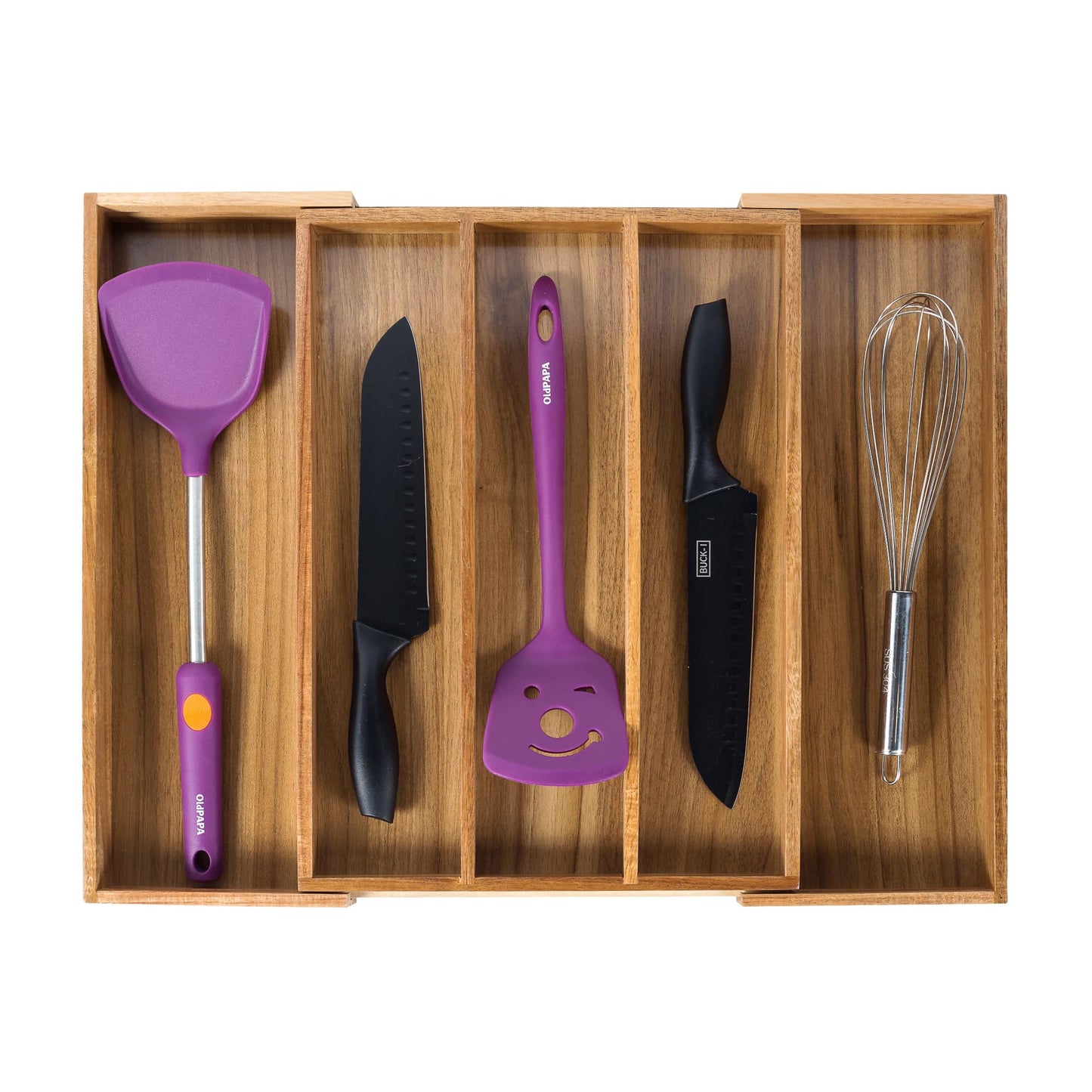 Utoplike Bamboo Expandable Kitchen Drawer Organizer Silverware Utensil Tray