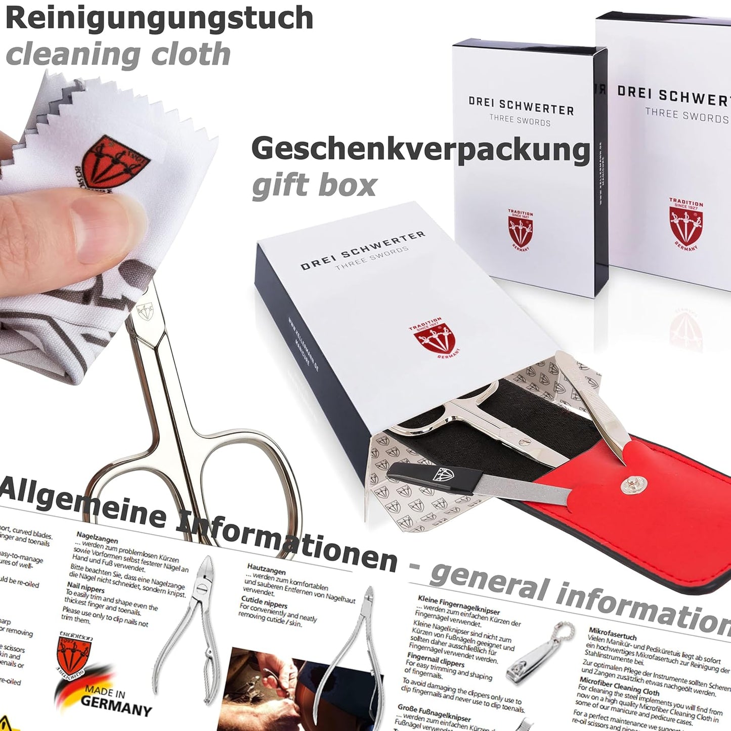 3 Swords Germany - brand quality 16 piece manicure pedicure grooming kit set fashion leather case light pink, Made in Germany